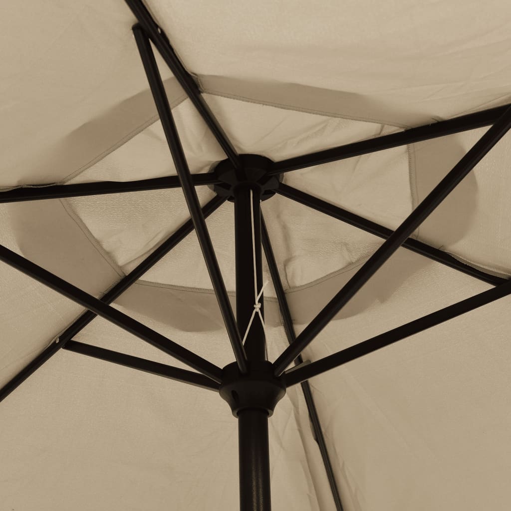 Parasol met LED-verlichting en stalen paal 300 cm taupe