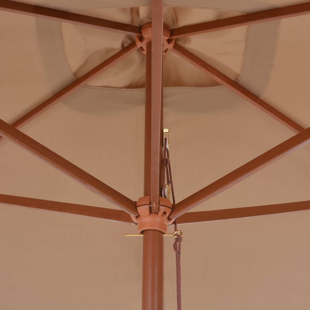 Parasol met houten paal 200x300 cm taupe