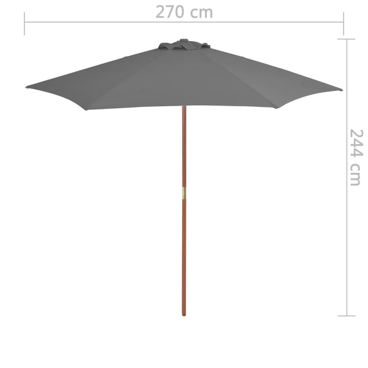 Parasol met houten paal 270 cm antraciet