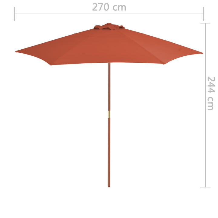 Parasol met houten paal 270 cm terracotta