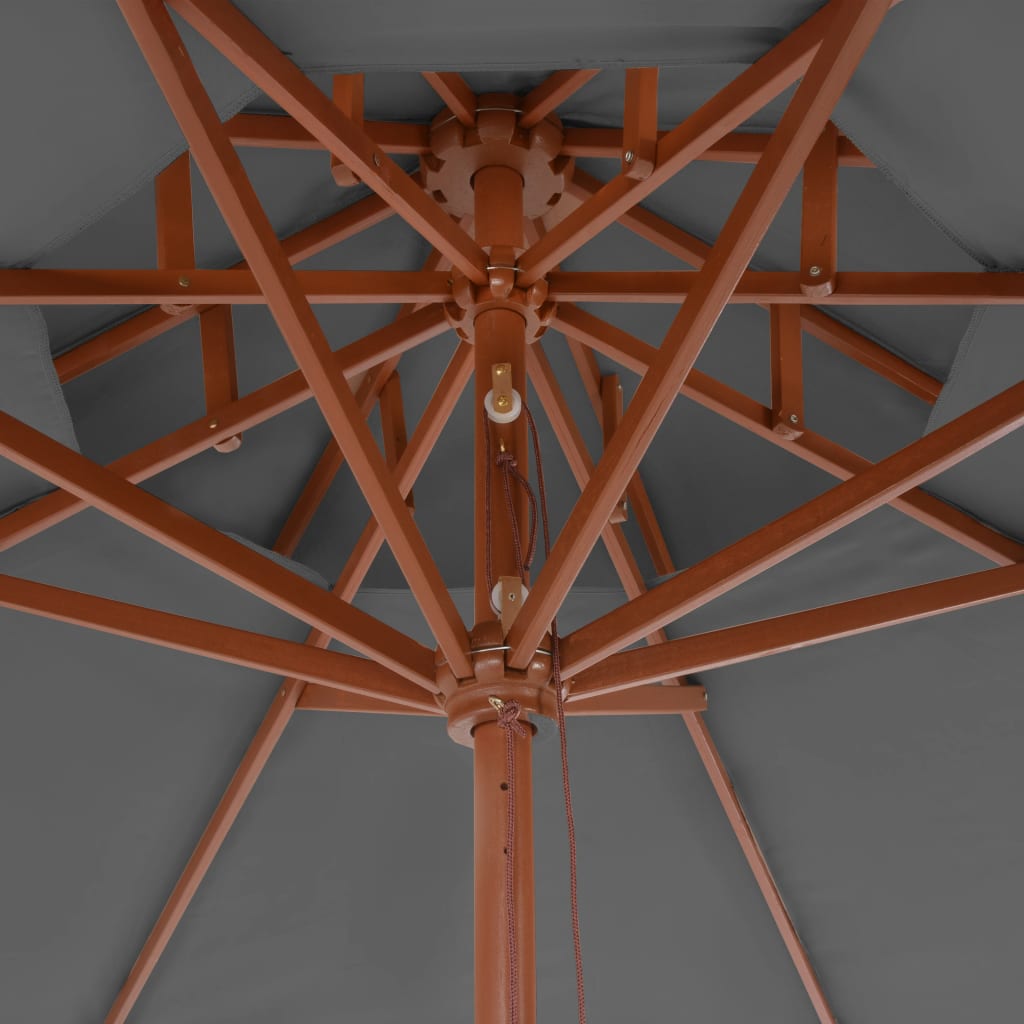Parasol dubbeldekker met houten paal 270 cm antraciet
