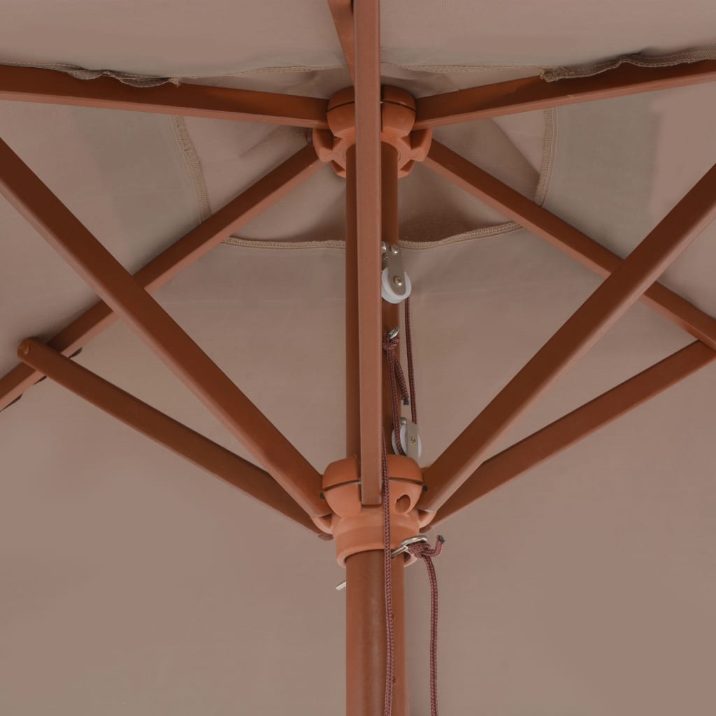 Parasol met houten paal 150x200 cm taupe