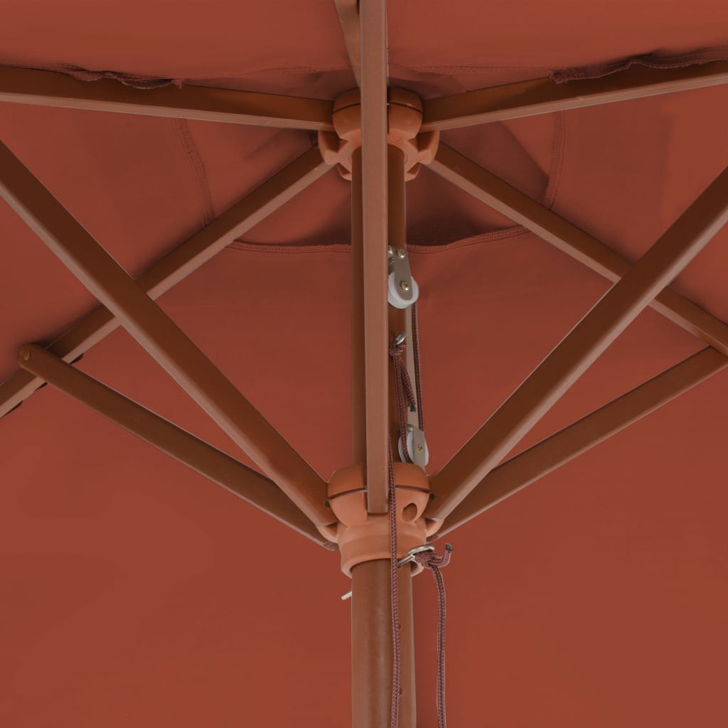 Parasol met houten paal 150x200 cm terracottakleurig