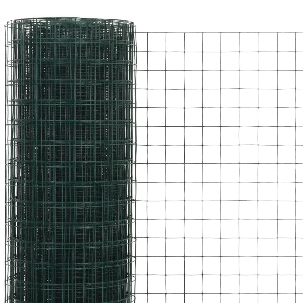 Kippengaas 10x1,5 m staal met PVC coating groen