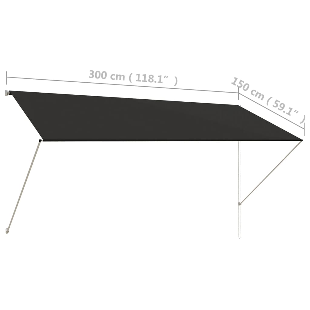 Luifel uittrekbaar 300x150 cm antraciet