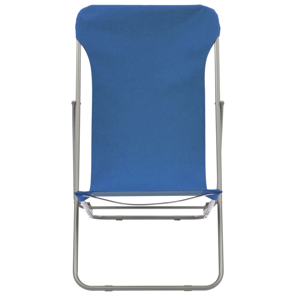 Strandstoelen inklapbaar 2 st staal en oxford stof blauw