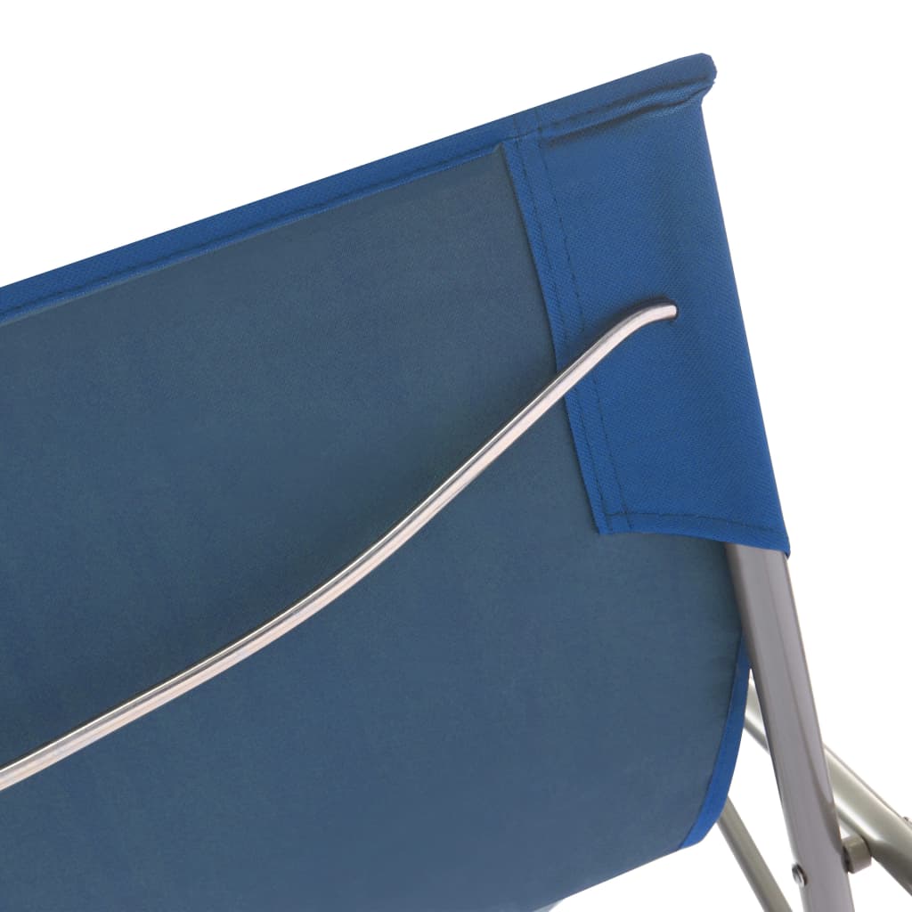 Strandstoelen inklapbaar 2 st staal en oxford stof blauw
