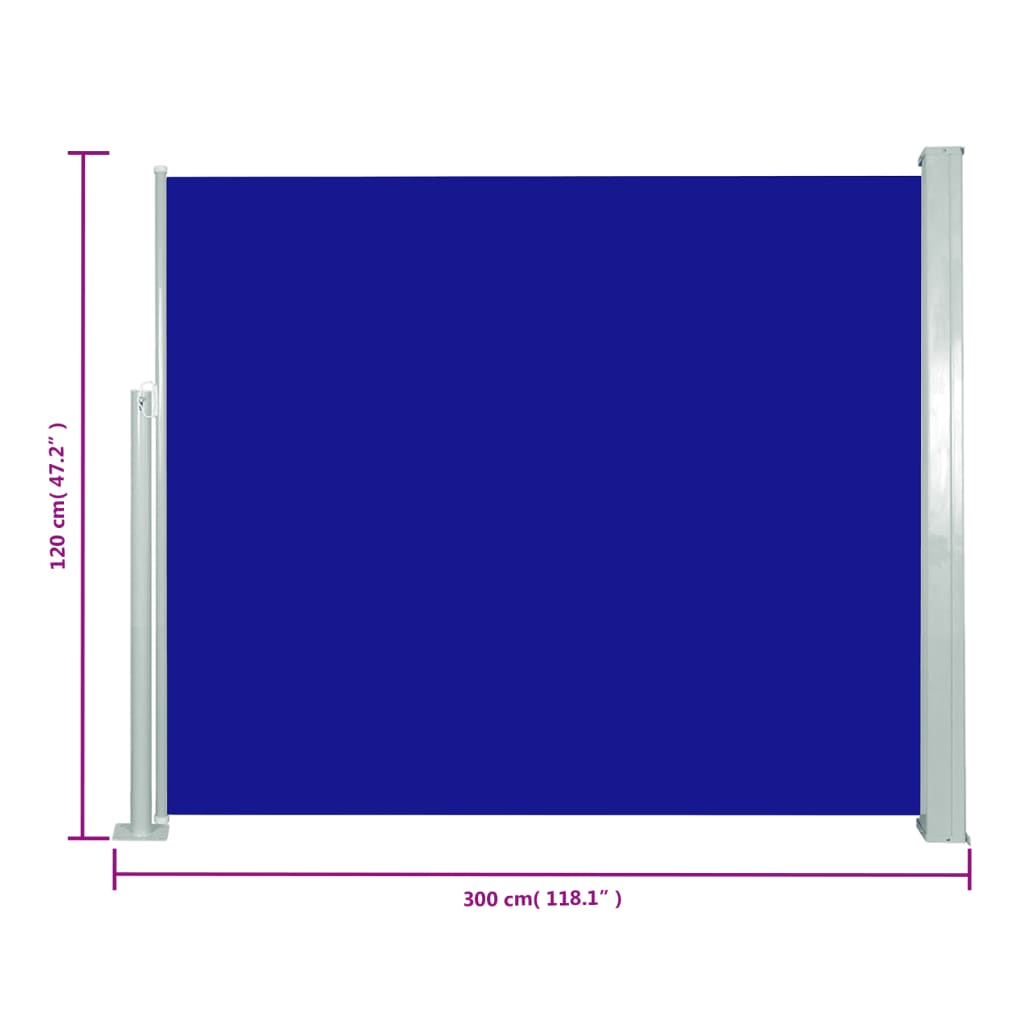Windscherm uittrekbaar 120x300 cm blauw