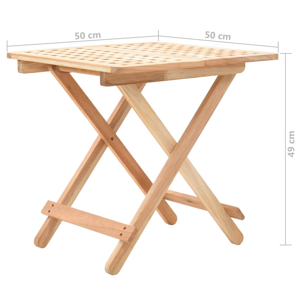 Bijzettafel inklapbaar 50x50x49 cm massief walnotenhout