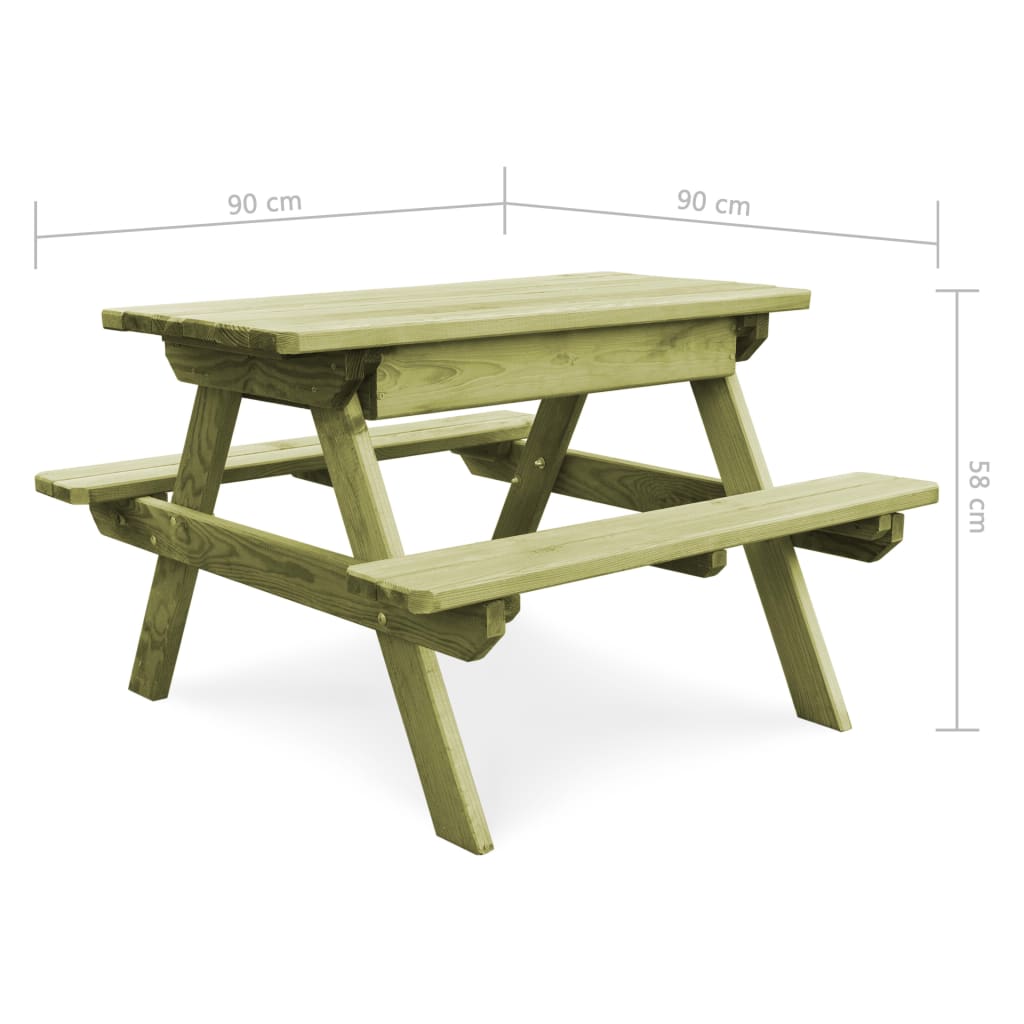 Picknicktafel met banken 90x90x58 cm geïmpregneerd grenenhout