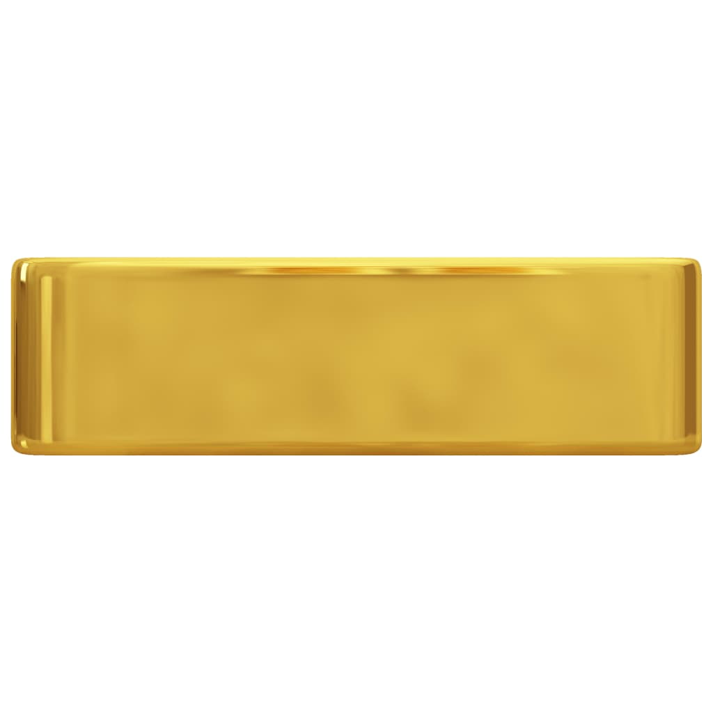 Wastafel met kraangat 48x37x13,5 cm keramiek goudkleurig