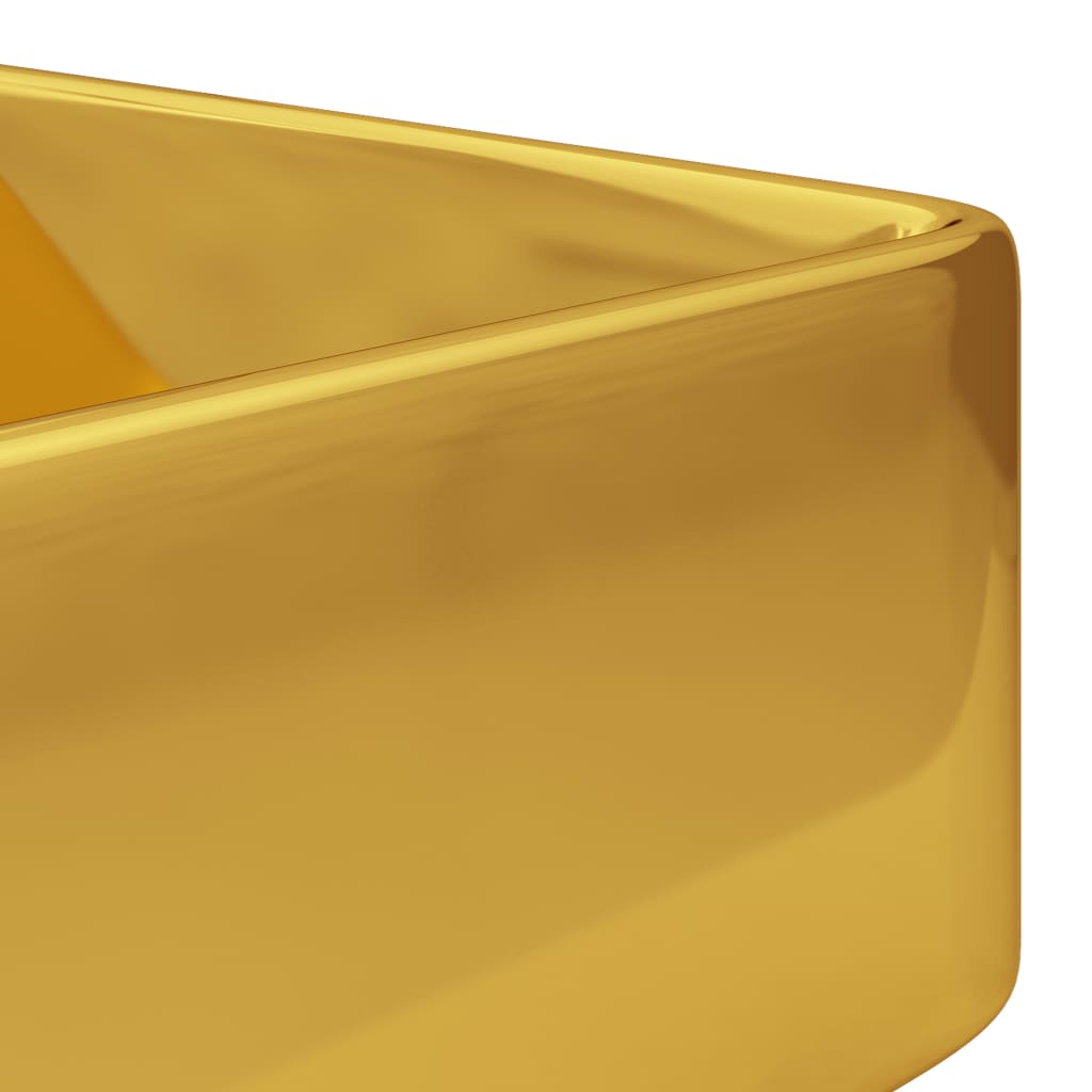Wastafel met kraangat 48x37x13,5 cm keramiek goudkleurig