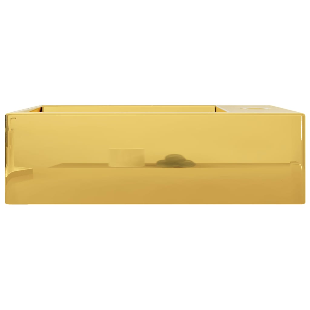 Wastafel met overloop 49x25x15 cm keramiek goudkleurig