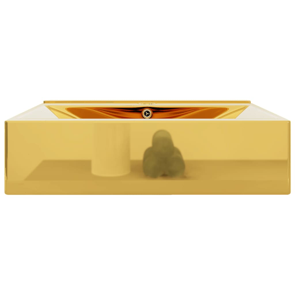 Wastafel met overloop 60x46x16 cm keramiek goudkleurig