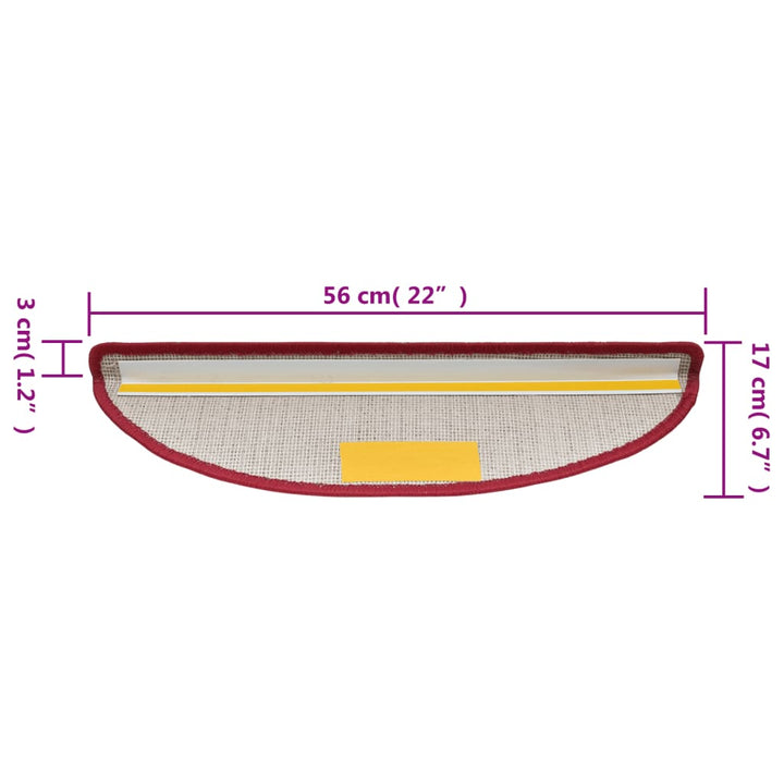 15 st Trapmatten 56x17x3 cm bordeauxrood