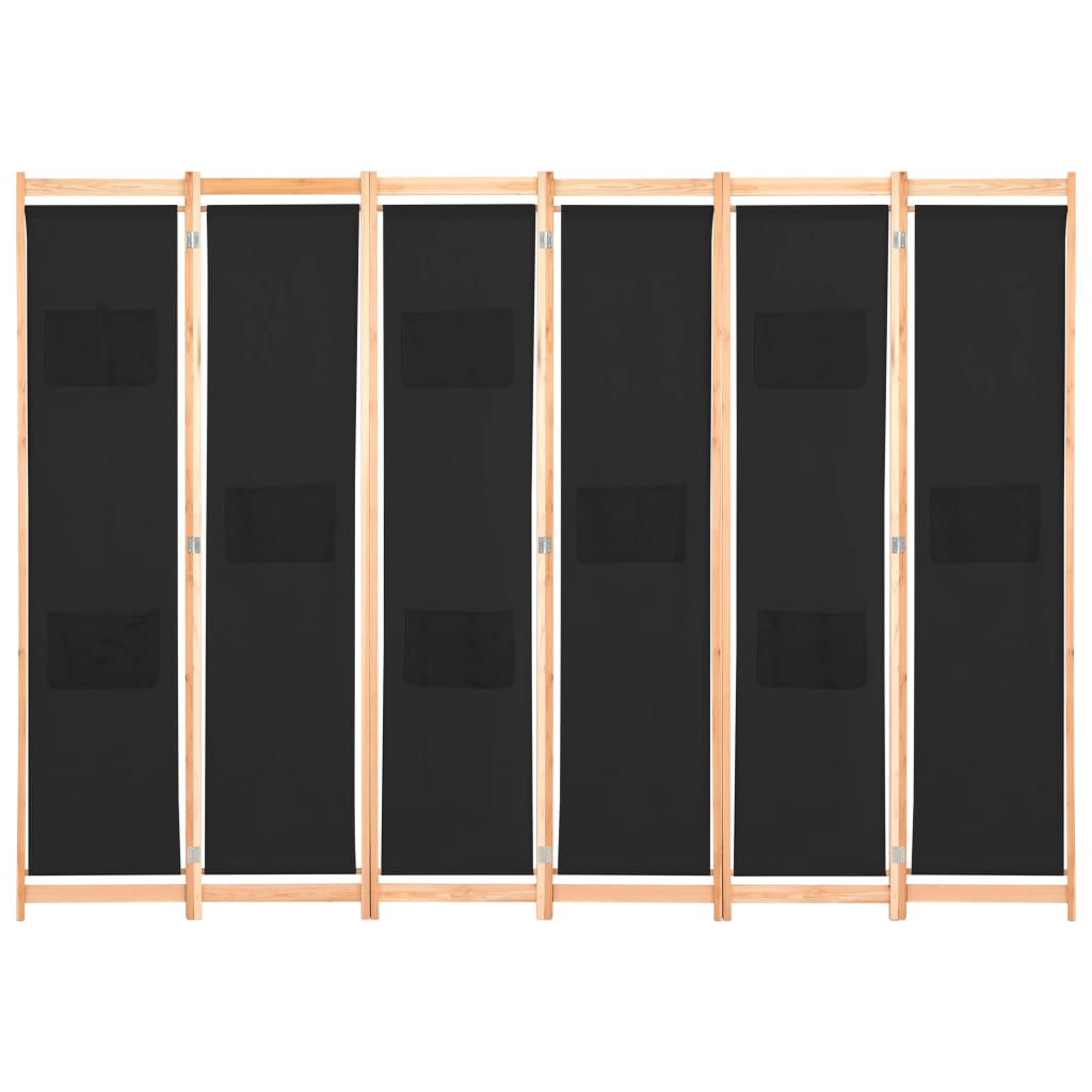 Kamerscherm met 6 panelen 240x170x4 cm stof zwart