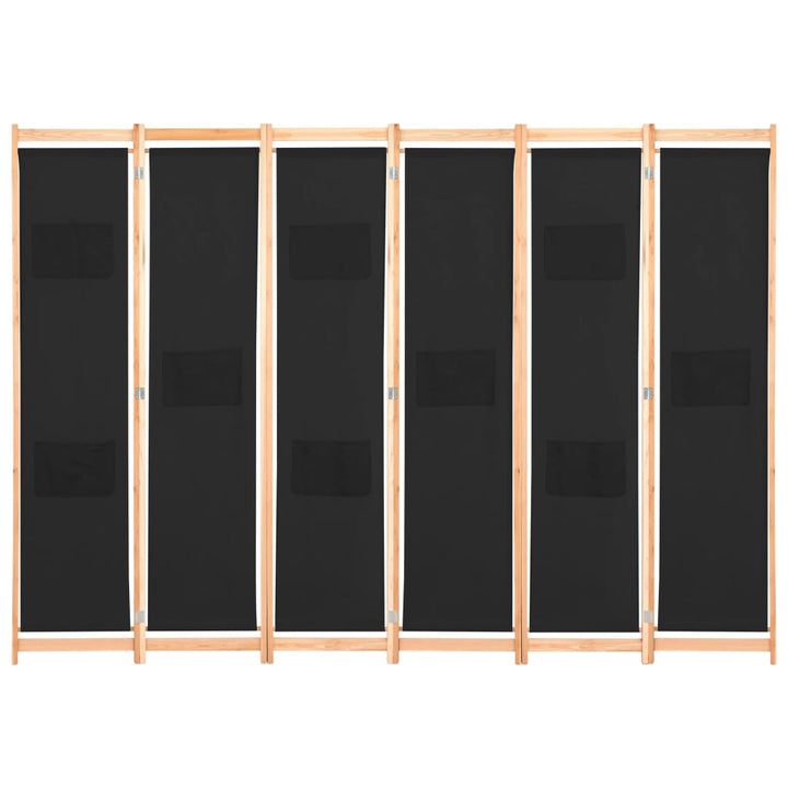 Kamerscherm met 6 panelen 240x170x4 cm stof zwart