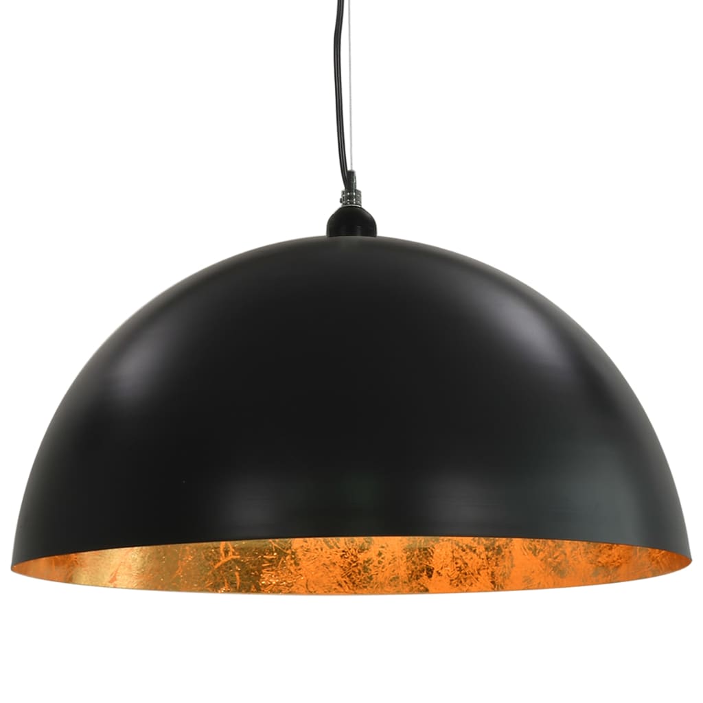 Plafondlampen 2 st halfrond E27 50 cm zwart en goudkleurig