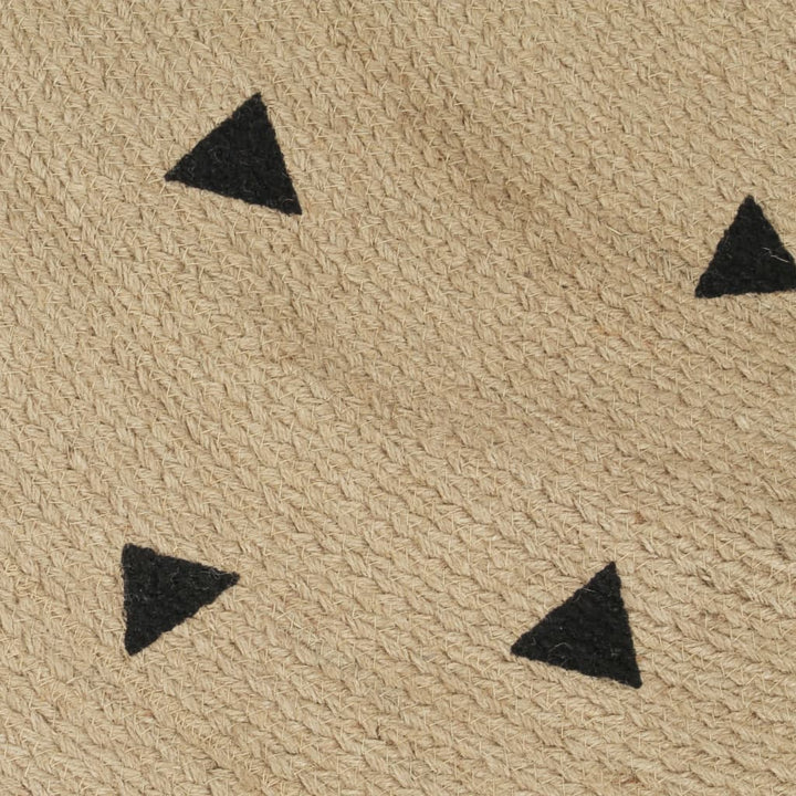 Vloerkleed handgemaakt met driehoek print 150 cm jute
