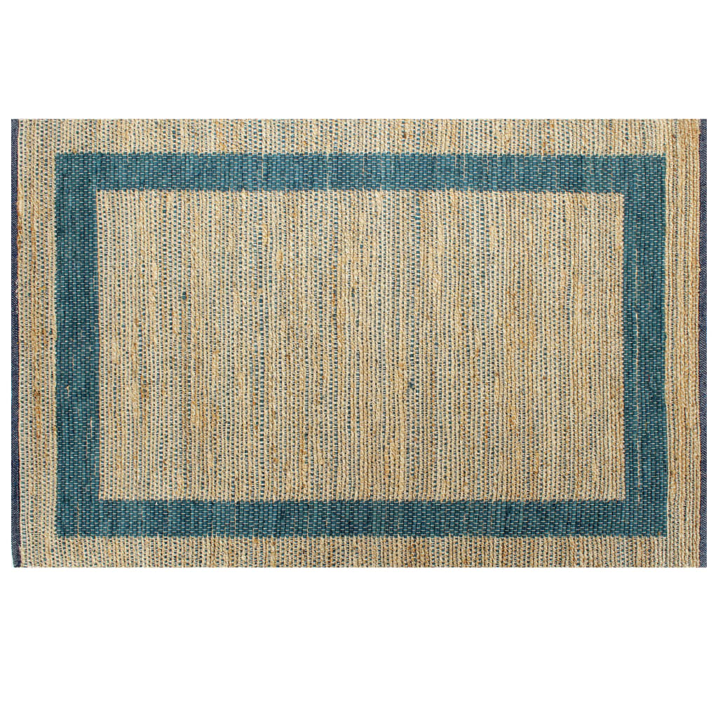 Vloerkleed handgemaakt 120x180 cm jute blauw