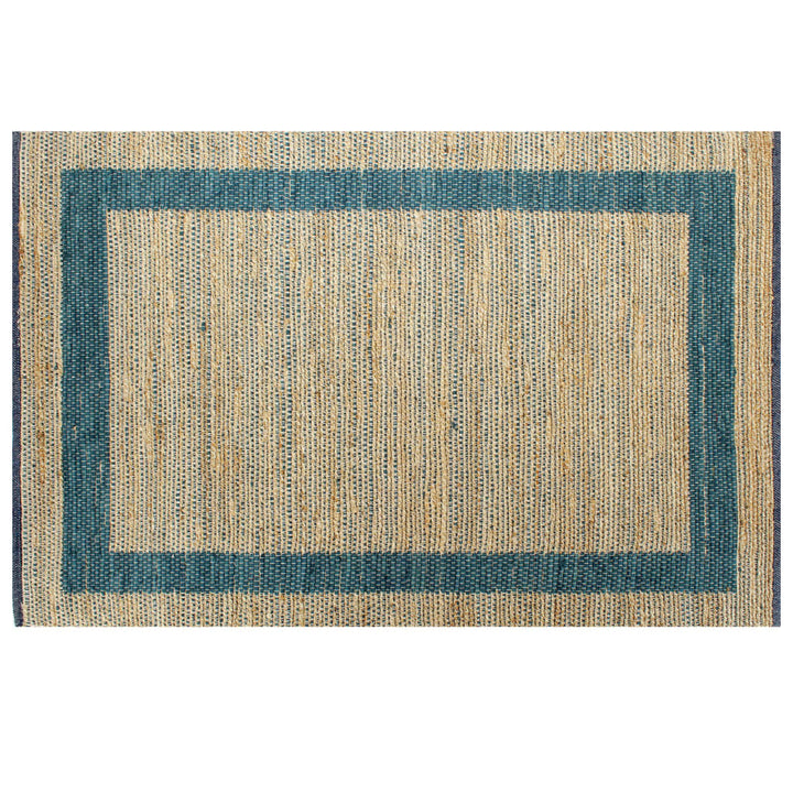 Vloerkleed handgemaakt 120x180 cm jute blauw