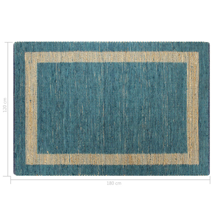 Vloerkleed handgemaakt 120x180 cm jute blauw