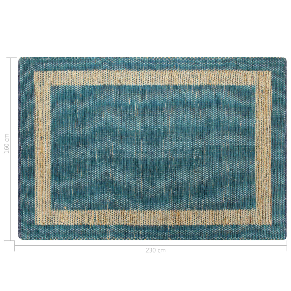 Vloerkleed handgemaakt 160x230 cm jute blauw