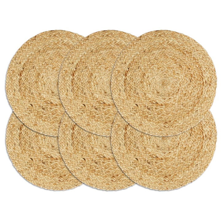 Placemats 6 st rond 38 cm jute natuurlijk