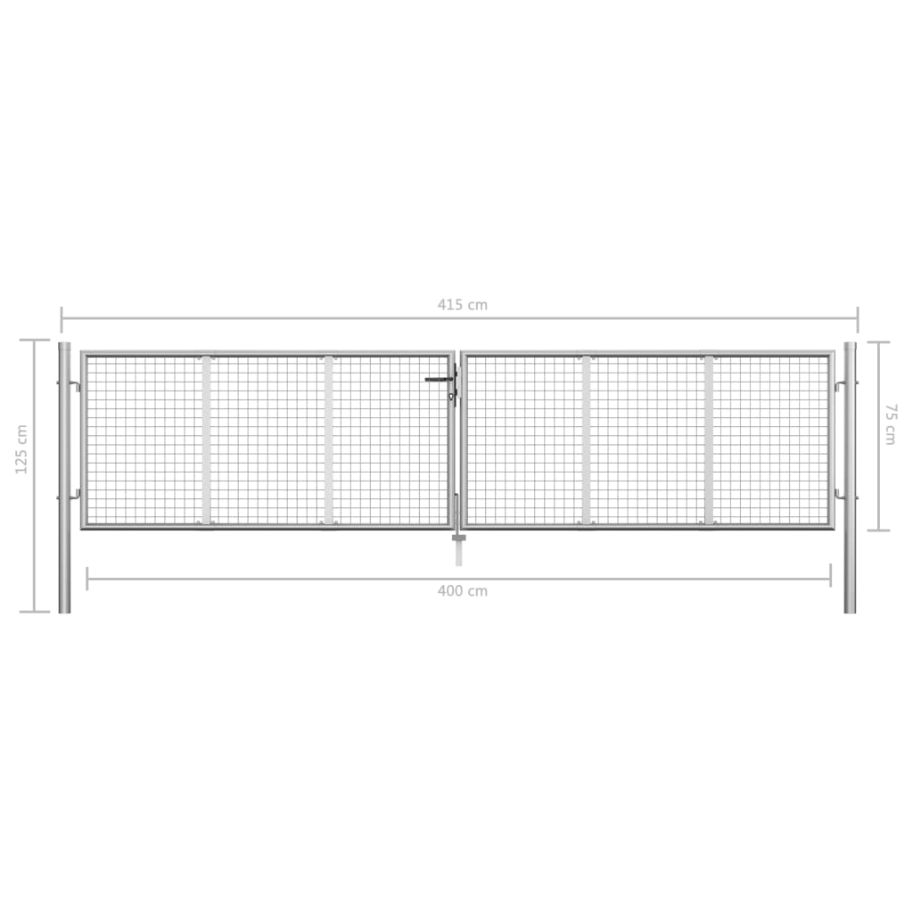 Poort 415x125 cm gegalvaniseerd staal zilverkleurig