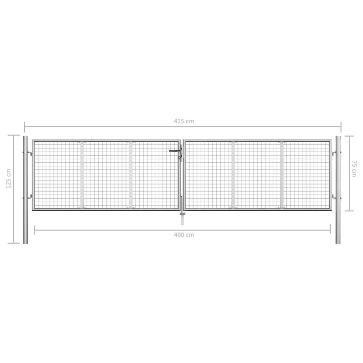 Poort 415x125 cm gegalvaniseerd staal zilverkleurig