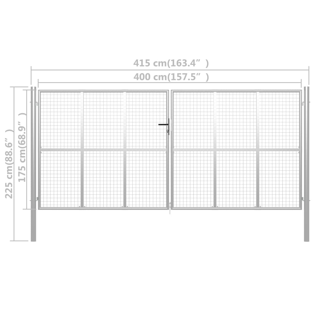 Poort 415x225 cm gegalvaniseerd staal zilverkleurig