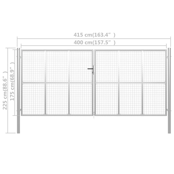 Poort 415x225 cm gegalvaniseerd staal zilverkleurig