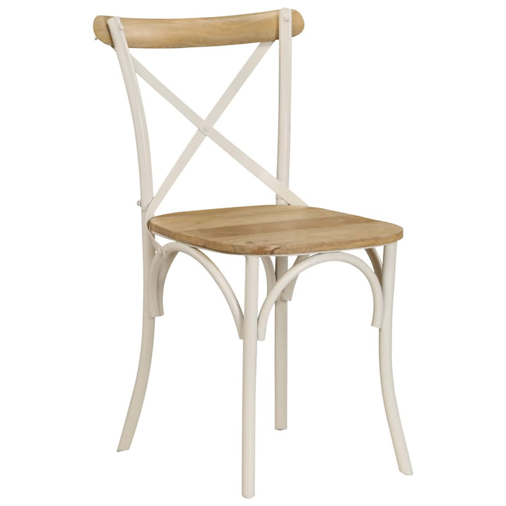 Kruisstoelen 2 st massief mangohout wit