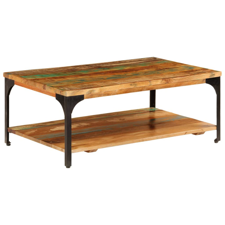 Salontafel met schap 100x60x35 cm massief gerecycled hout