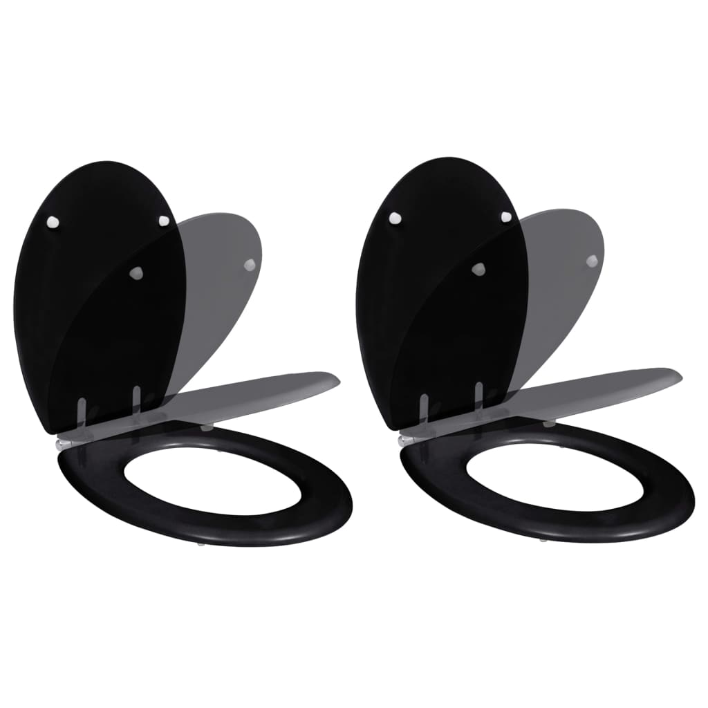 Toiletbril met soft-closedeksel 2 st MDF zwart
