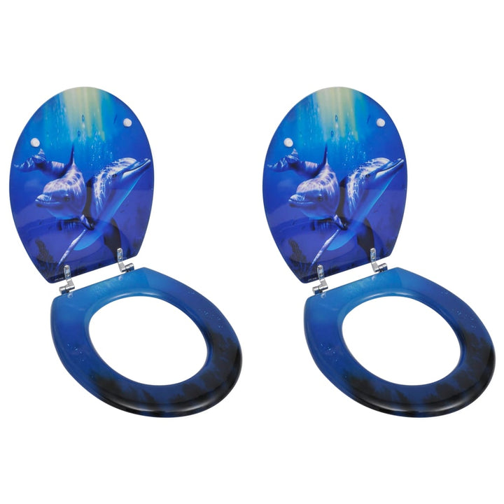 Toiletbrillen met deksel 2 st dolfijn MDF