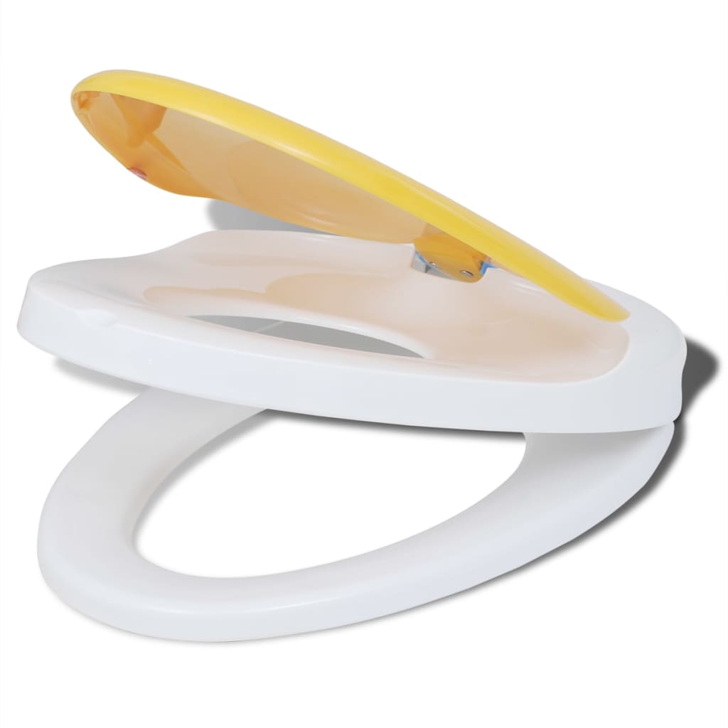 Toiletbrillen met soft-close deksels 2 st kunststof wit en geel
