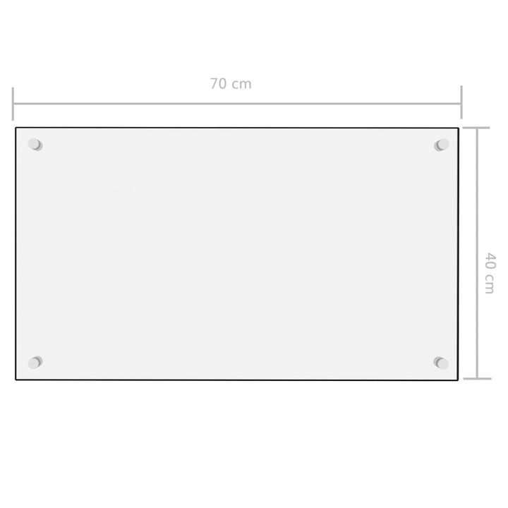 Spatscherm keuken 70x40 cm gehard glas wit