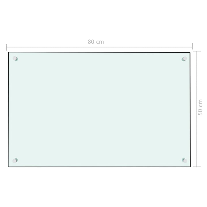 Spatscherm keuken 80x50 cm gehard glas wit