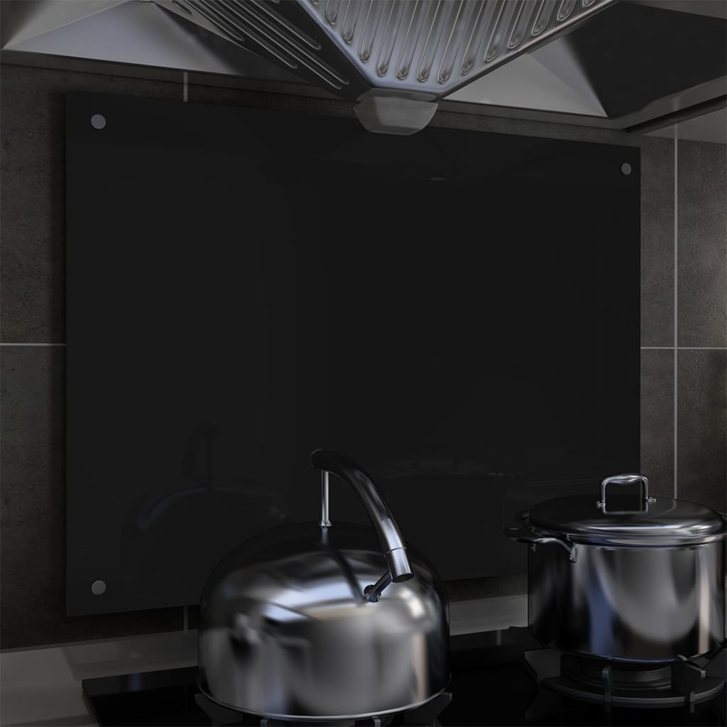Spatscherm keuken 80x60 cm gehard glas zwart