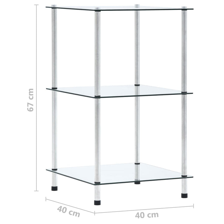 Kastje 3-laags 40x40x67 cm gehard glas transparant