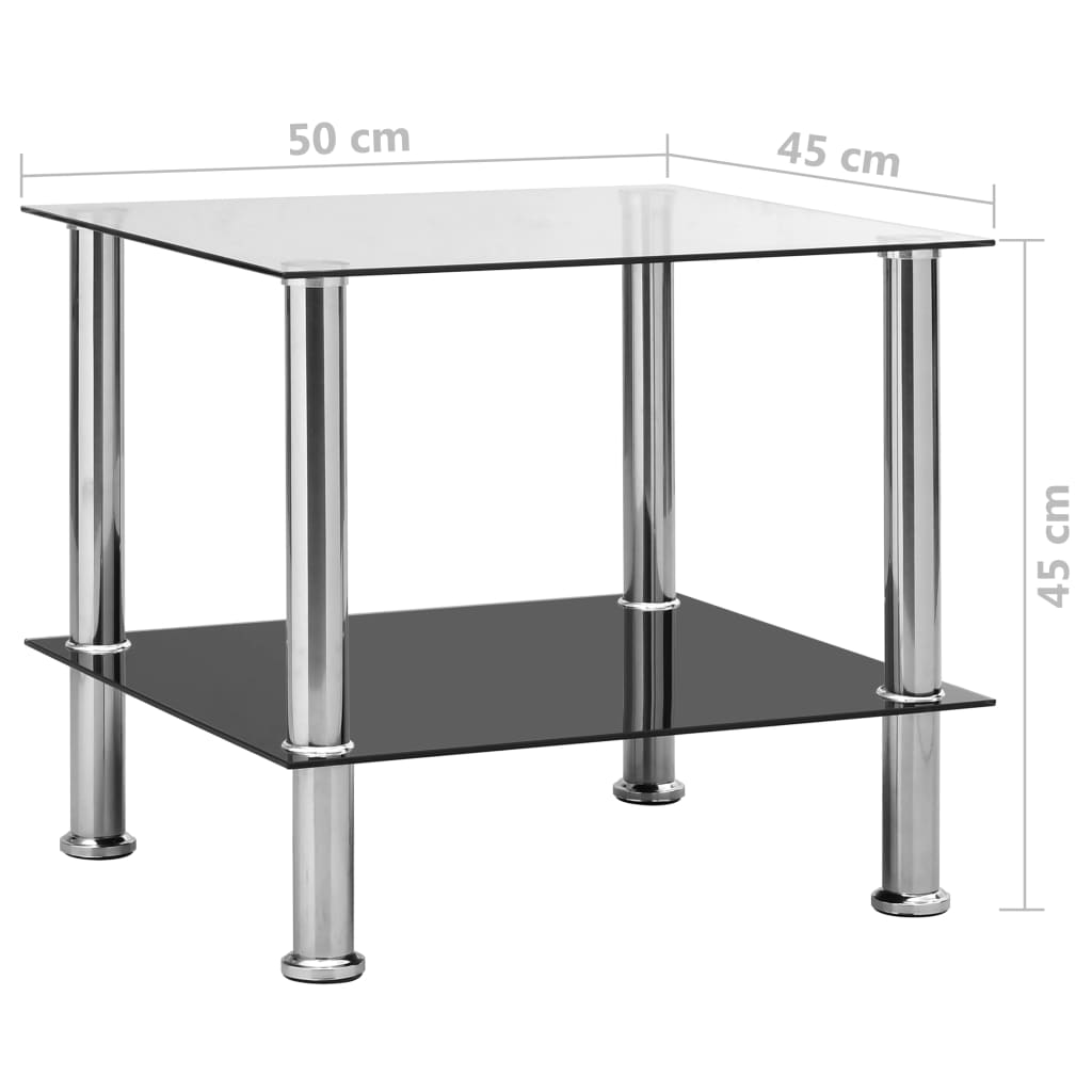 Bijzettafel 45x50x45 cm gehard glas transparant