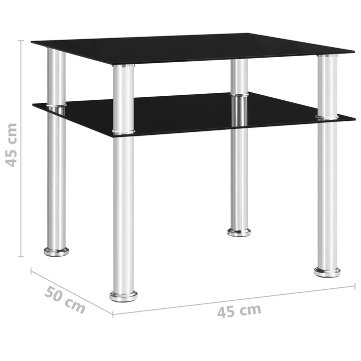 Bijzettafel 45x50x45 cm gehard glas zwart