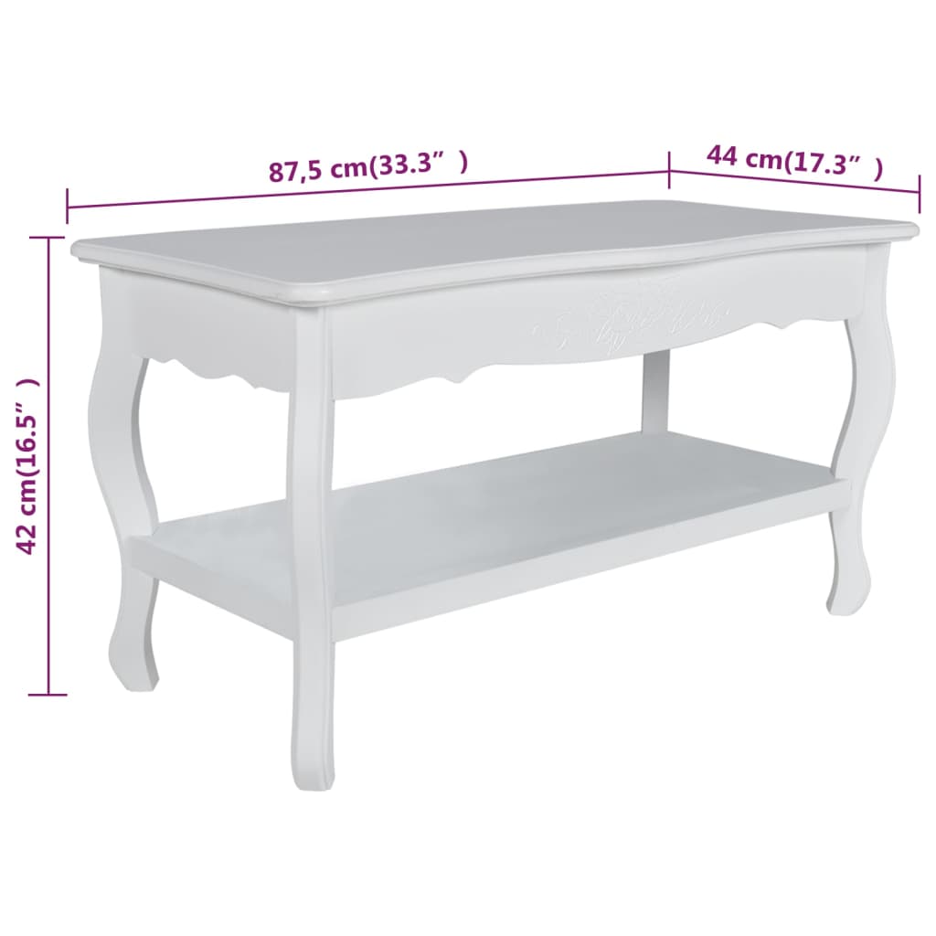 Salontafel met 2 lagen MDF wit