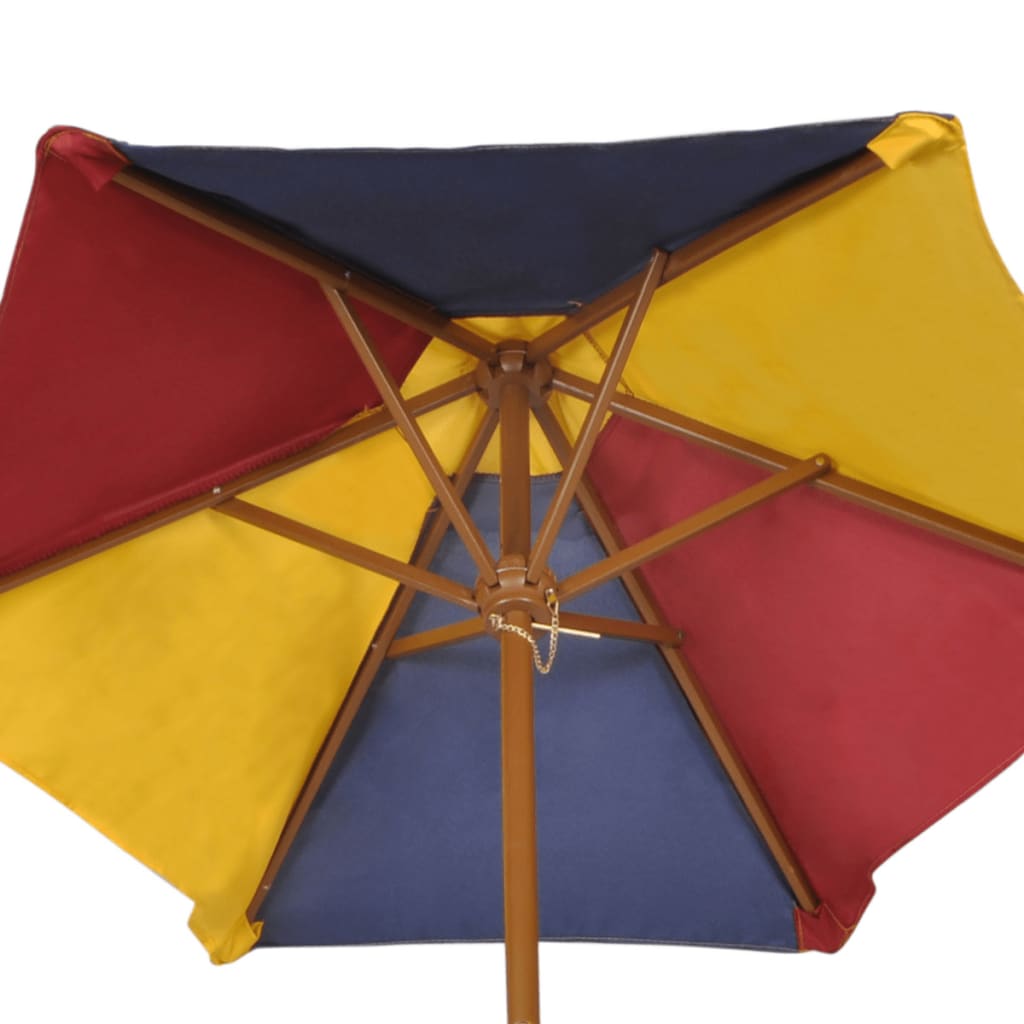 Kinderpicknicktafel met banken en parasol hout meerkleurig