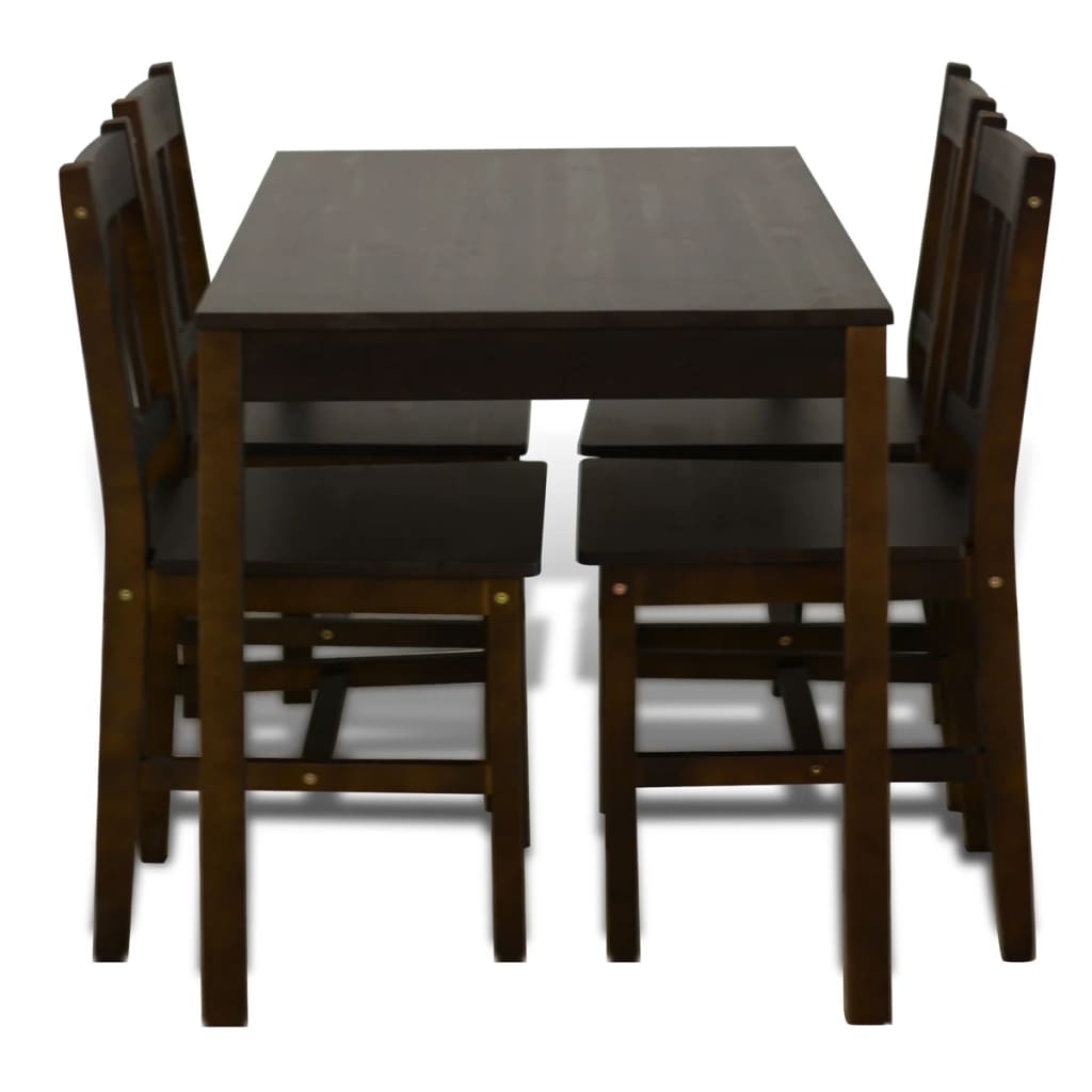 Eettafel met 4 stoelen hout bruin