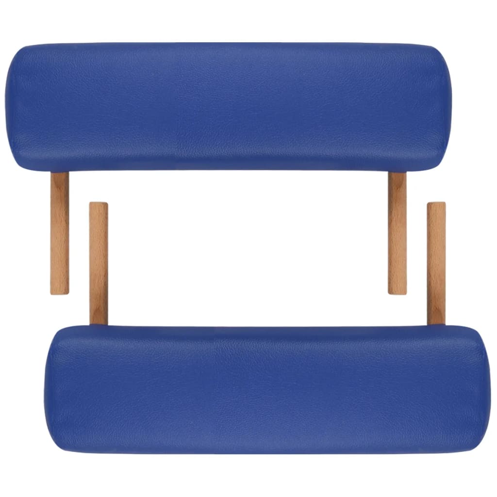 Inklapbare massagetafel 2 zones met houten frame (blauw)