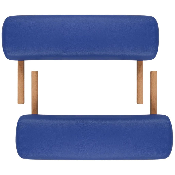 Inklapbare massagetafel 2 zones met houten frame (blauw)