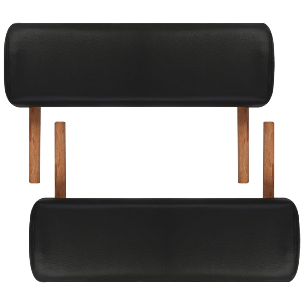 Inklapbare massagetafel 2 zones met houten frame (zwart)