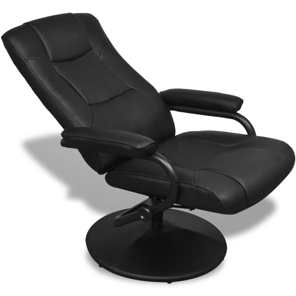 Tv-fauteuil met voetenbankje kunstleer zwart